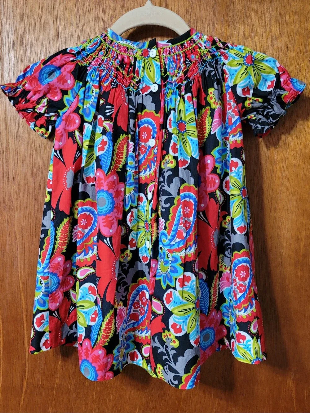 Childs' Floral Smocked Dress Size 18 Months Cotton (1027)